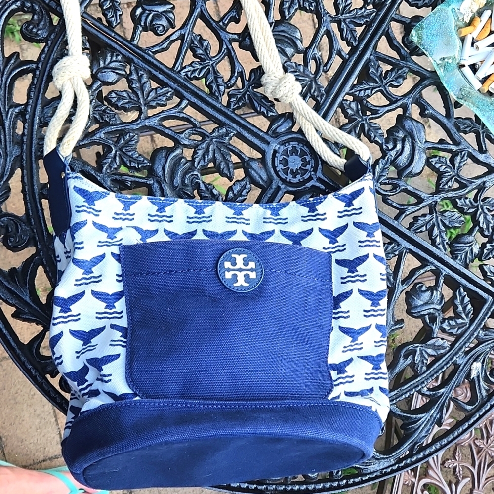 Tory Burch Canvas Navy Whale Bag